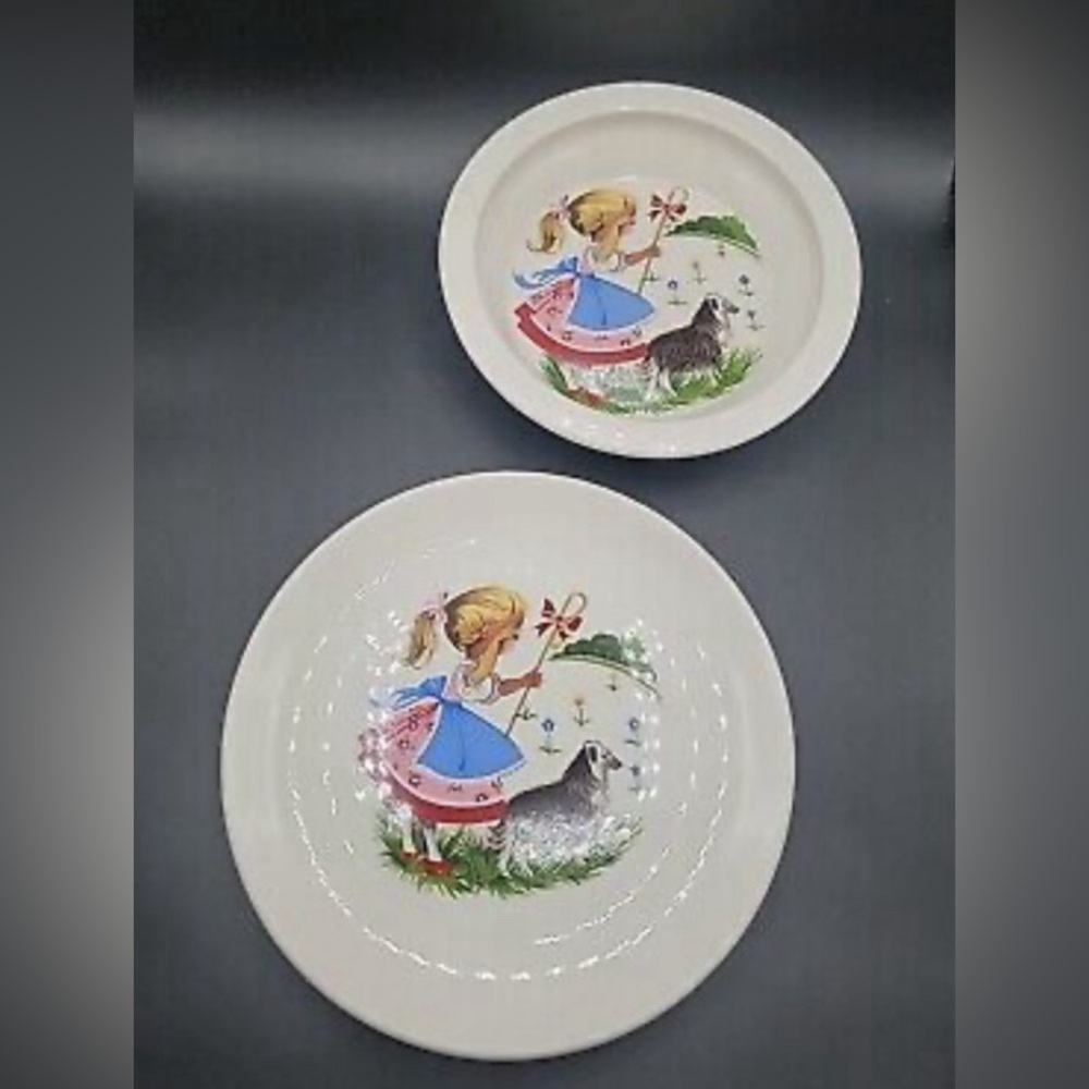 VINTAGE Set Old Foley James Kent Children’s Fairytale Little Bo Peep PLATE/B…